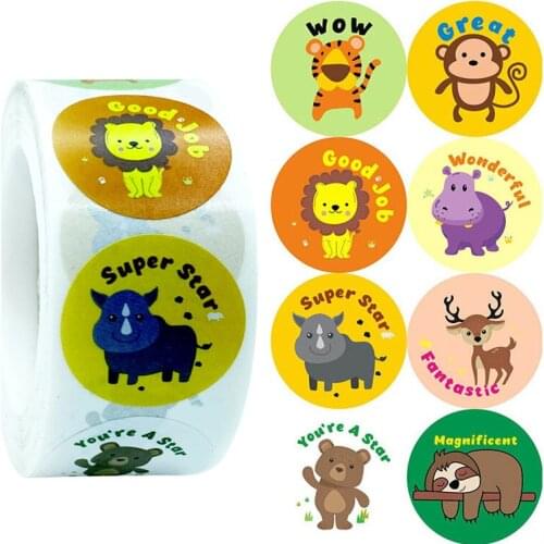 Jungle Zoo Animals cartoon Stickers for kids classic toys sticker school teacher reward sticker Various styles designs pattern