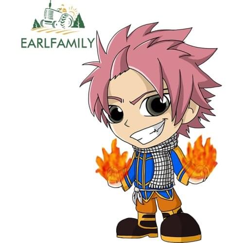 EARLFAMILY 13cm x 8.4cm for Anime Fairy Tail Natsu Funny Car Stickers Sunscreen Waterproof Vinyl Decal Laptop Car Door Protector