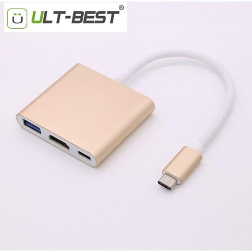 ULT-Best USB 3.1 Type-C to HDMI Female Converter with USB 3.0 F USB-C Charger Adapter Cable for Macbook 12inch Chromebook Pixel