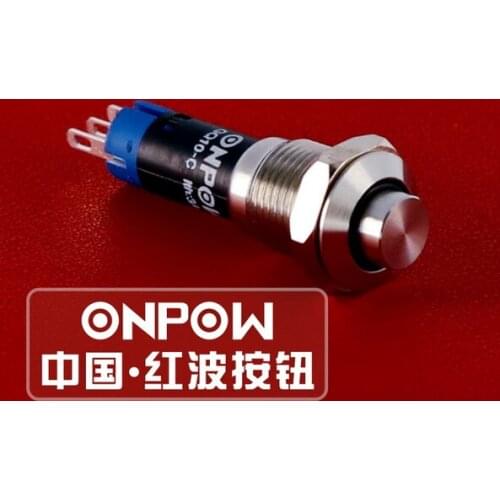 ONPOW 10mm 1NO1NC Small High round Stainless Steel Vandal Resistant Momentary Metal Push Button Switch (GQ10-K-11/S)