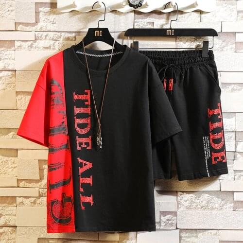 Summer Men Short Sleeve T-shirt Suit Fashion Casual Sports Suit Male T-Shirt+Shorts 2 Piece Sets