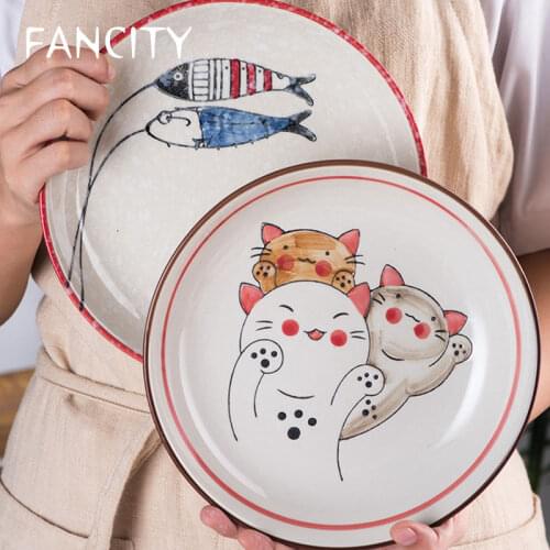 FANCITY Creative dishes, soup dishes, deep dishes, ceramic household round dishes