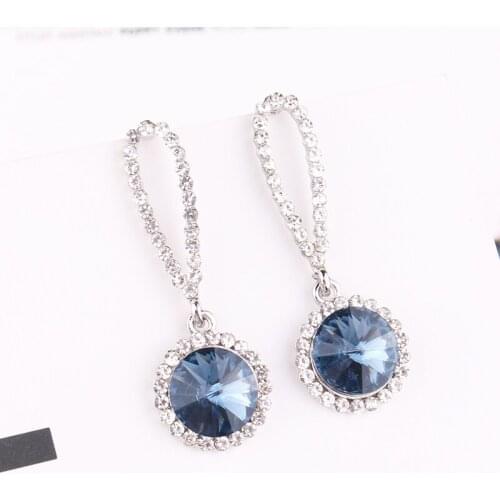 LUBOV Luxury 9 Color Crystal Stone Drop Earrings Gold Silver Color Geometric Metal Dangle Earrings Trendy Women Jewelry Gift