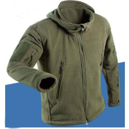 Mens Sports Hiking Outdoor Army Jacket Winter Warm Wool Tactical Jacket Outdoor Sports Hooded Coat Militia Soft Shell Village