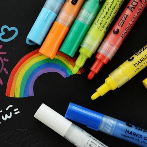 12/24/28 Colors Acrylic Paint Markers Set Liquid Ink Sun-proof Permanent Marker Pens for Glass Rock Painting Doodling DIY Album