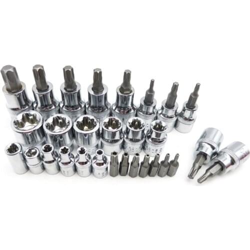 New 29Pcs/Box STAR SOCKET AND BIT SET E4-E20 E Sockets Torx Screwdriver Bit T8-T50 Auto Car Repair Tools