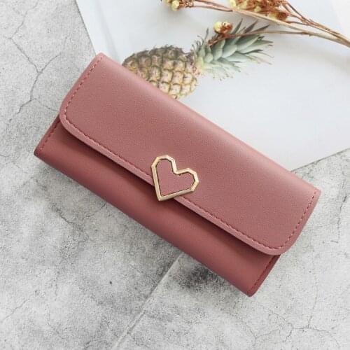 2020 New Heart Shape Lock Women Wallets and Purse Fashion Simple Phone Bags Love Designer Luxury Lady Clutch Wallets Long Wallet