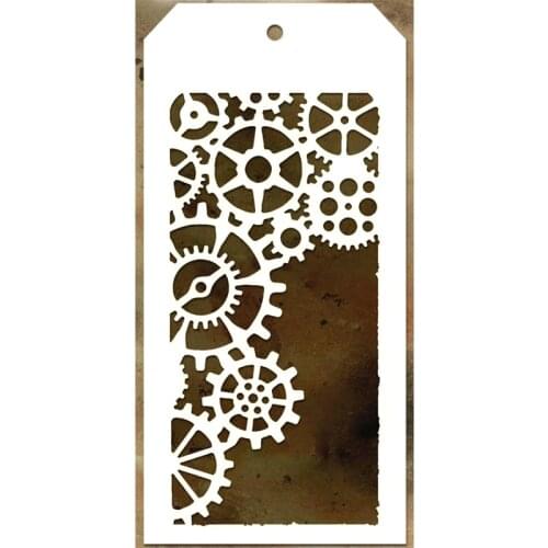 2021 New Label Tag Plastic Stencil ForDIY Craft Making Mechanical Punk Gear Scrapbooking Background Card No Metal Cutting Dies