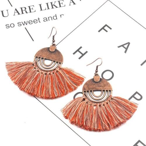 New Bohemian Fashion Creative Fan-shaped Tasseled Earrings