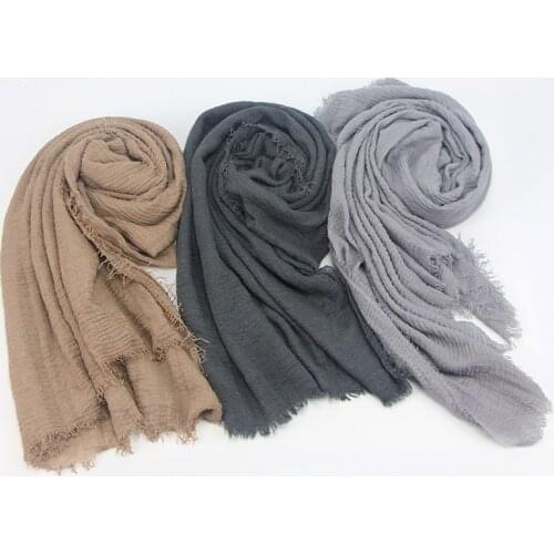 2021 New Style Solid Color Cotton and Linen Womens Headscarf Folds Monochrome Fur Shaved Scarf Wholesale