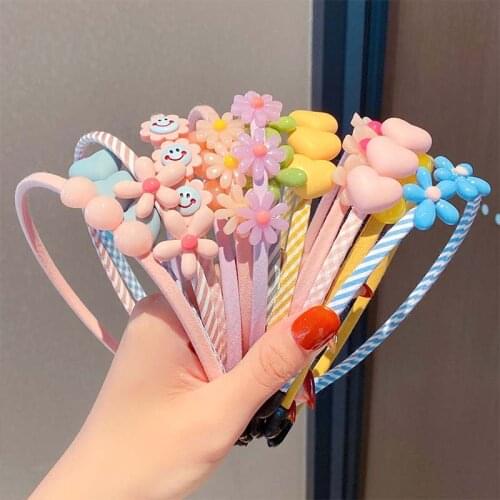 Oaoleer Cute Acrylic Cartoon Flower Heart Headbands Kids Lovely Hair Decorate Headband Headwear Fashion Hair Accessories