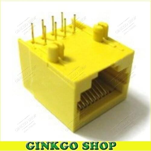 400pcs/lot Plastics New RJ45 LAN Connector Modular Network PCB Connector 56-8C 8Pins Yellow Free Shipping