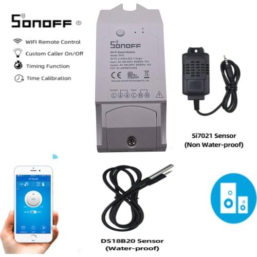 Sonoff TH10 Relay Module Smart Home Wifi Switch Humidity Sensor Temperature Monitor Works With Alexa Google Home