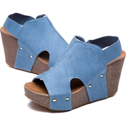 Platform Wedge Sandals For Women Wedges Summer Pumps High Heels 9cm High Heel Fish Mouth Retro Womens Shoes Platform Sandalias