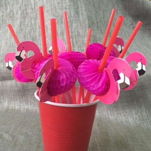 25/50Pcs Flamingo Pineapple Drinking Straws Hawaii Beach Tropical Birthday Party Decoration Summer Pool Party Wedding Supplies
