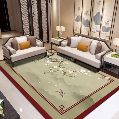 Modern New Chinese Style Living Room Coffee Table Carpet Sofa Chinese Ancient Style Ink Tea Room Bedroom Bedside Cushion