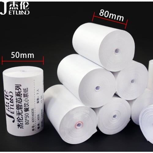 2 Roll Per Lot )Jetland Thermal Paper 80*50mm, no core, 55gsm, Cash Register Receipt Paper Roll 3 1/8" x 100', BPA free
