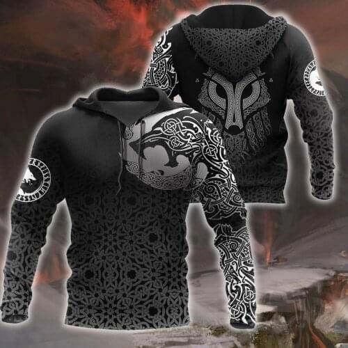 Unisex 3D Graphic Hoodies Sweatshirts Celtic Fenrir Viking Tattoos Hoodie Men/Women Casual Streetwear Sweatshirt Pullover A03