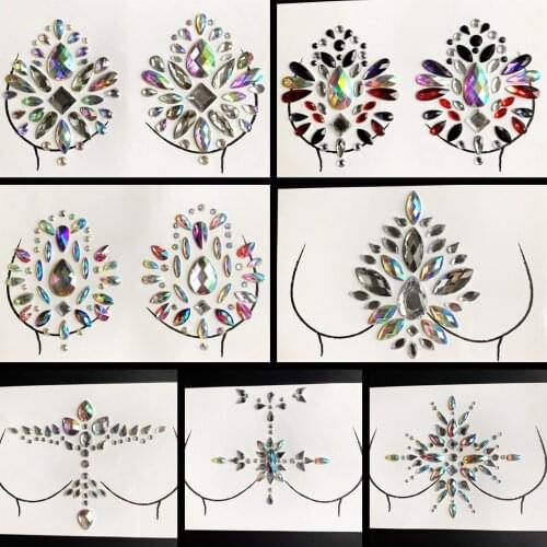 Important Holiday Bling Nipple Diamond For Wedding Temporary Tattoo Paste Shining Gem Chest Tribal Style Jewels Sticker Body Art