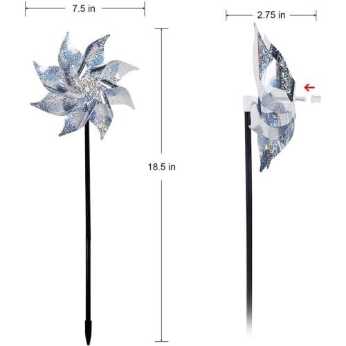 Wind Spinner Outdoor Bird-Scaring Equipment 8 Set Reflective Bird Repellent Windmill Garden Decorative Reflective Pinwheel
