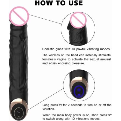 Vibrators Dildos Big Dildo Vibrating for Women Huge Black Penis 10 Modes Silicone Dick Anal Sex Toys G-spot ClitorisConsolador