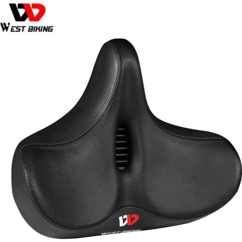 WEST BIKING Mountain Bike Saddle With Taillight Cycling Sofe Open Style Cushion Wide Skidproof Bicycle Front Seat Matt With Lamp