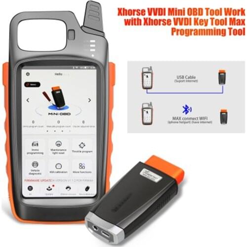Xhorse VVDI Key Tool Max With VVDI Mini OBD Tool Bluetooth Support Generate Transponder Remote and Cut Key for Dolphin Machine