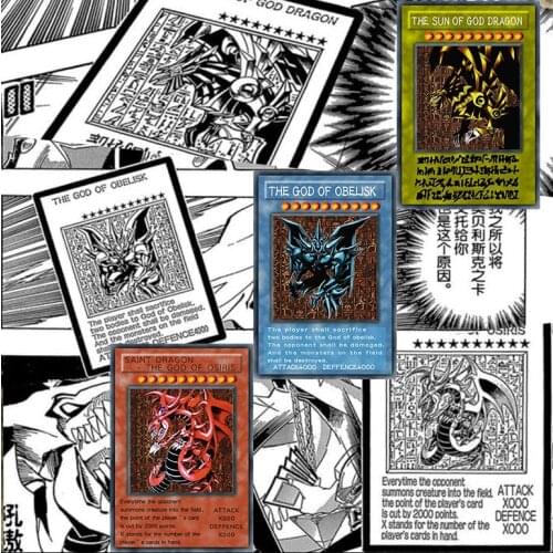 Yu-Gi-Oh Board Game Three Fantasy Gods Card Comics Restored Version of Giant God Warrior Sky Dragon Wing Shenlong
