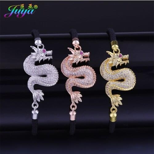 Juya Talisman Jewelry Supplies Micro Pave Zircon Gold//Rose Gold Adjustable Rope Chains Dragon Bracelets For Women Men