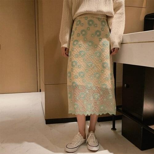 High-Waisted Skirt Ladies Casual Long Skirt Woman Summer Patchwork Korean Fashion Female Solid Floral Long Skirts Womens 2021