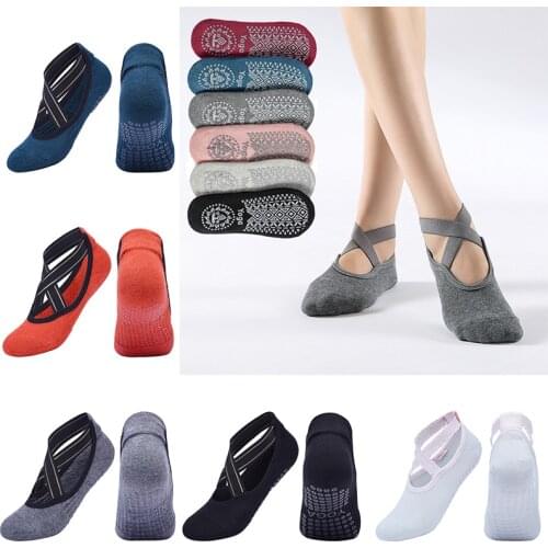 Women High Quality Bandage Yoga Socks Anti-Slip Quick-Dry Damping Pilates Ballet Socks Good Grip For Women Cotton Socks