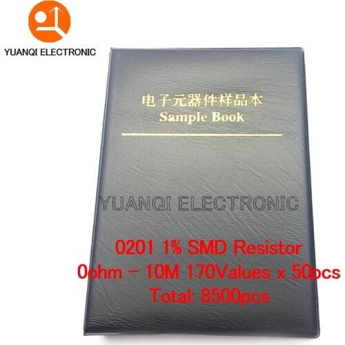 0201 SMD Resistor 1/20W Sample Book 1% Tolerance 170valuesx50pcs=8500pcs Resistor Kit 0R~10M 0R-10M