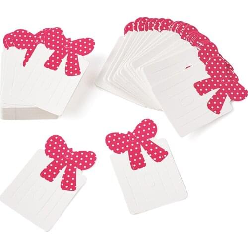 100pcs Bowknot Paper Carboard Hair Clip Claws Blank Cards Jewelry Display