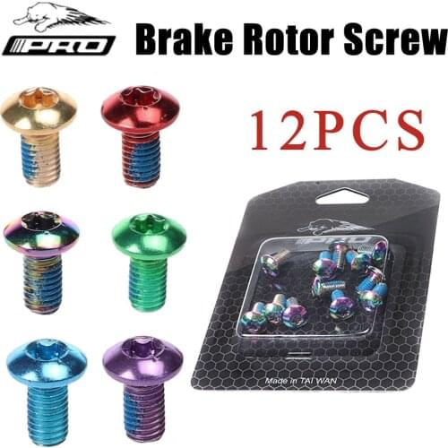 12PCS Bicycle Disk Brake Rotor Bolts M5x10 Titanium Steel Colorful T25 Torx Disc Screws Mountain MTB Road BMX Bike Cycling Parts