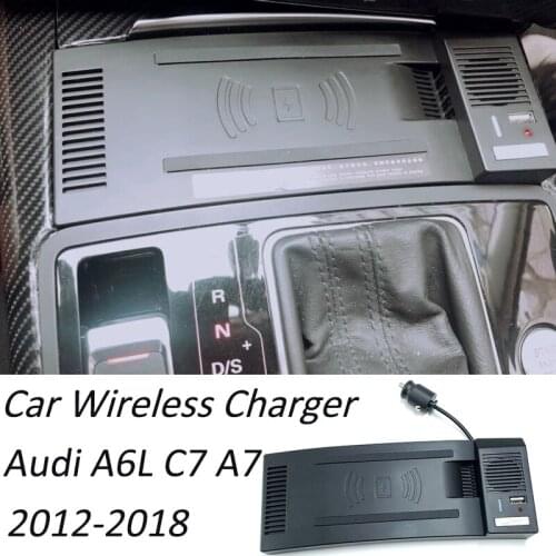 15W For Audi A6 C7 A7 2012-2018 car QI wireless charging phone charger phone charging panel plate accessories for iPhone 8 X