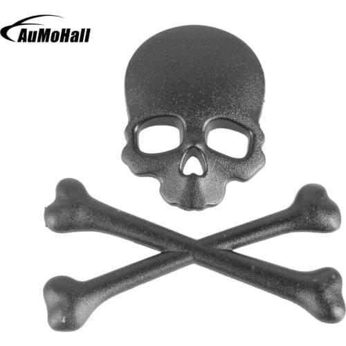 3D Metal Motorcycle Car Stickers Car-Styling Skull Cross Bones Skeleton Emblem Black Gold Silver