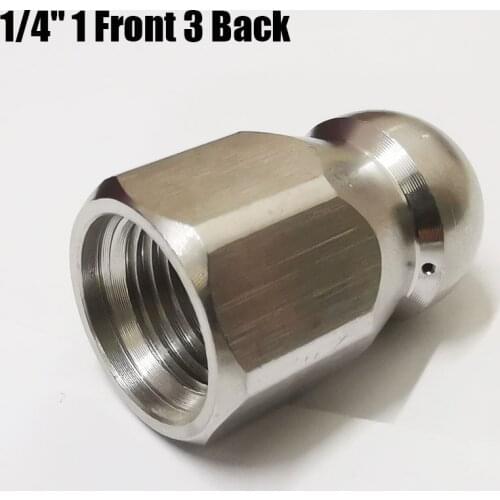 4000PSI Sewer Jetter Nozzle 1/4" 1 Front 3 Back Button Nose Pressure Drain Hose Pipe Tap Spray Nozzle For Car Home Cleaning Pipe