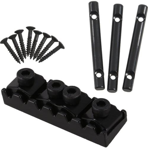 4x Guitar String Tree Guides String Retainer Bar Black & 1x 7 String Locking Nut Electric Guitar Nut Tremolo Bridge