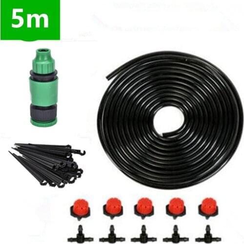 5m Micro Drip Irrigation Kit Plants Garden Watering System Automatic Garden Hose Kits Connector 5pcs Adjustable Drip Bh0