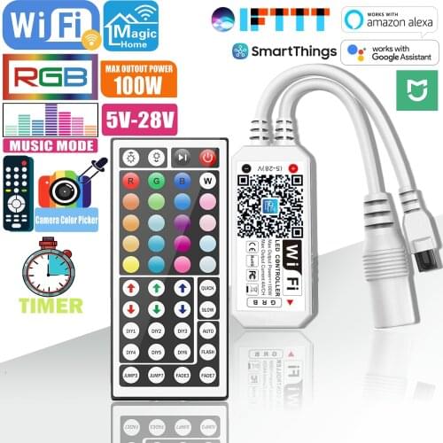 5V 12V 24V Magic Home WIFI Controller RGB Light Strip Controller Work for Alexa Google Assistant LED Strip Accessories IR Remote