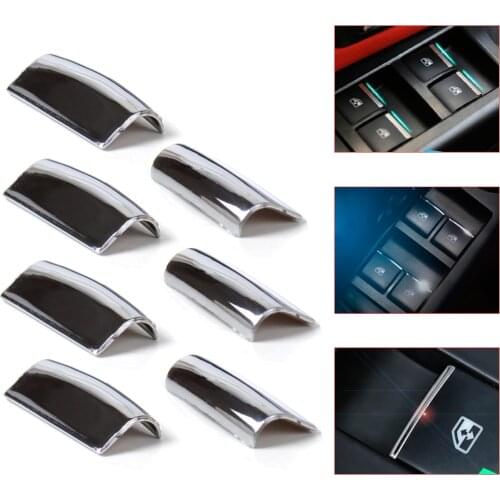New 7Pcs Chrome Door Window Switch Lift Button Cover Trim Fit For Toyota RAV4 Corolla 2014 / Yaris 2005 2006 2007