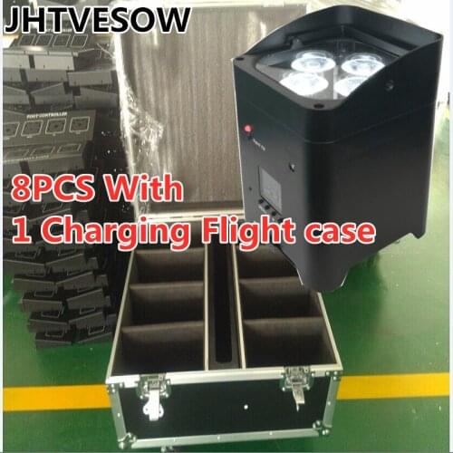 8pcs with charging flight case dj wireless par battery operated dmx par light wedding washer club event disco bar night party