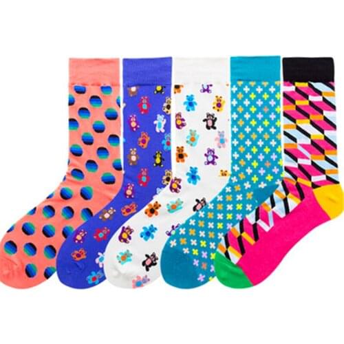 Watermelon Red Gradient, purple bear, White Bear, plus sign, rose bottom box, men and women in cotton socks ZQ053