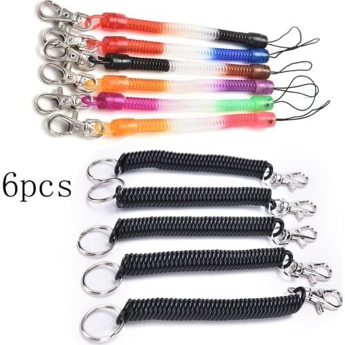2/6pcs/lot Key Holder Keyring Gifts Plastic Black Retractable Spring Coil Spiral Stretch Chain Keychain Key Ring For Men Women