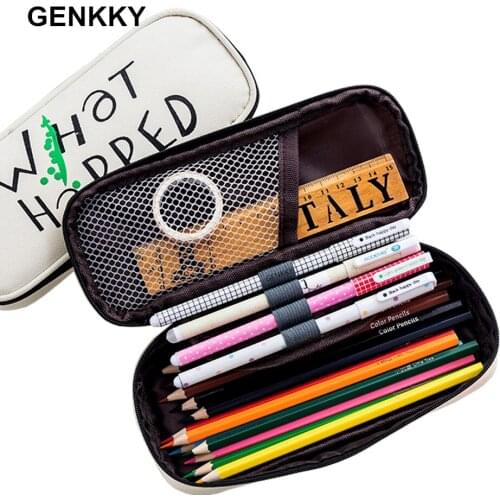 Pencil Case Large Capacity Pencil bag Double Layer Multifunction Pen Box Bag For Boys Girls Gifts Office School Supplies