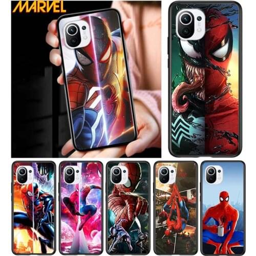 Marvel Spiderman Art for Xiaomi Mi 11 10T Note10 Ultra 5G 9 9T SE 8 A3 A2 A1 6X Pro Play F1 Lite 5G Black Phone Case