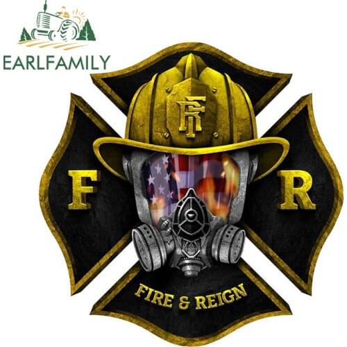 EARLFAMILY 13cm x 13cm for Firefighter Vinyl Car Wrap Stickers Car Assessoires Decal Waterproof Motorcycle Occlusion Scratch