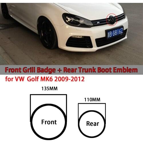 2Pcs Gloss Black High Quality Car Front Grill Badge Rear Trunk Boot Emblem Logo for VW Volkswagen Golf MK6 2009 2010 2011 2012