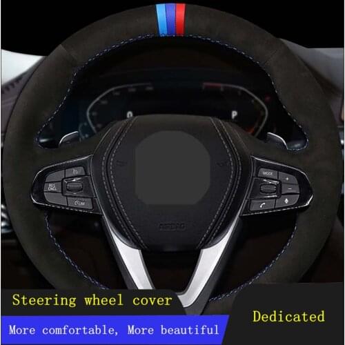 DIY Car Steering Wheel Covers Black Hand-stitched Soft Suede For BMW X3 G01 X4 G02 X5 G20 G21 G30 G31 G32 G05 X7 G07 Z4 G29