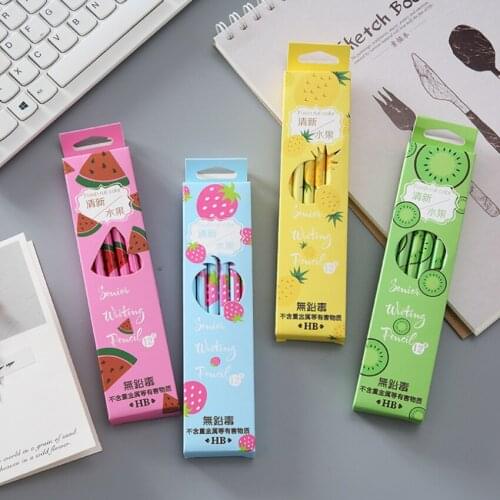 FREE SHIPPING 10packs Creative cartoon fresh fruit HB pencil wood with eraser lead-free poison